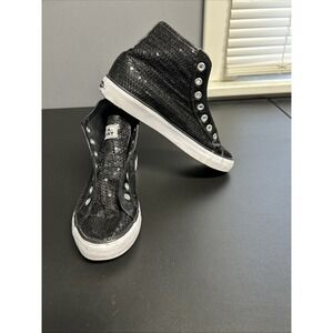 Gotta Flurt Women's 6 Black Sneakers Sequin Hi Tops Disco Glam Funky Punk